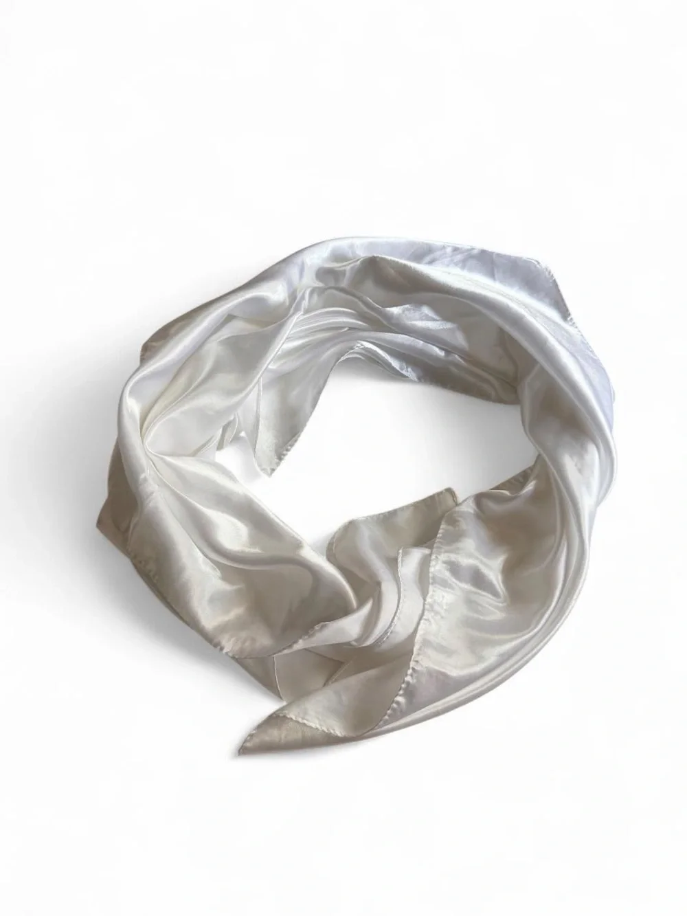 NWOT White Satin Square Scarf Headband Neck Tie Bandana Bridal Aesthetic